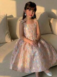 SHEIN 少女爱心印花无袖吊带连衣裙 - 白色 - 查看 4