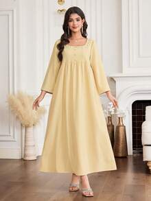 Yasmyna Vestido maxi bordado turco para mujer, túnica larga tradicional árabe - Amarillo - Ver 4