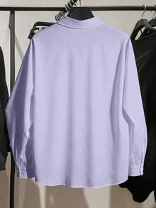 GlowEve CURVE 大码女式优雅仿珍珠装饰衬衫，休闲衬衫，适合外出、派对、街头穿着，也适合返校、毕业、情人节、音乐节等场合。款式包括：珍珠衬衫、Y2K薰衣草色衬衫、短款衬衫、春季女式衬衫、宽松女式衬衫、休闲现代女式上衣、女式衬衫。 - 淡紫色 - 查看 2