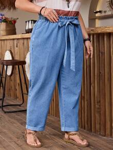 EMERY ROSE Quần jean denim bạc màu dáng rộng, thoải mái, thích hợp cho kỳ nghỉ, cỡ lớn. - Rửa nhẹ - Xem 4