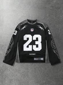 ROMWE MEN Street Life 男士休闲运动拼接长袖T恤 - 黑色 - 查看 8