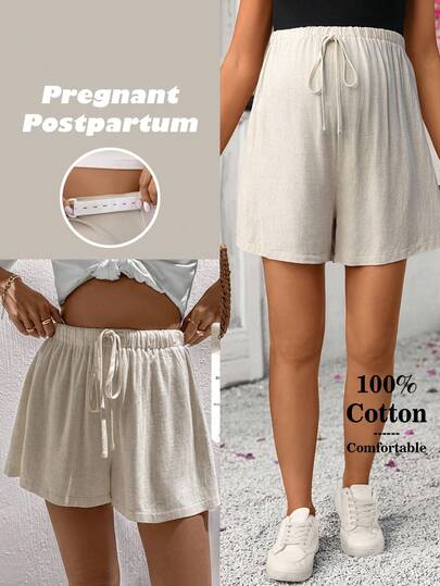 SHEIN 孕妇夏季休闲纯色短裤