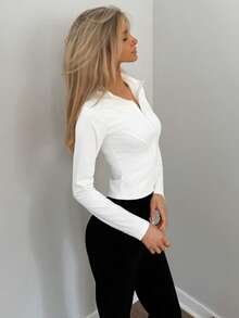 Sydney Algeri 女性拉鍊閉合修身夾克 - 白色 - 查看 3