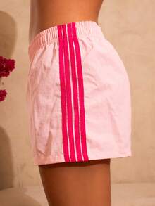 juhmazzocco 2pcs Women's Contrast Color Waistband Shorts, Summer - Multicolor - View 5
