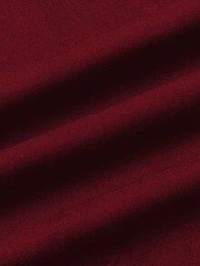 Elamini 黑色亚麻面料开襟立领纽扣不对称下摆长袖外套，女士秋冬复古中式优雅学院风办公设计，百搭日常穿着 - 酒紅色 - 查看 7