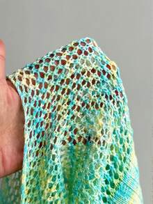 SHEIN SunnyBelle Y2K Women's Hollow-Out Gradient Knit Sleeveless Crop Top With Waist Cinching, Suitable For Spring/Summer Island Vacation - Multicolor - View 8