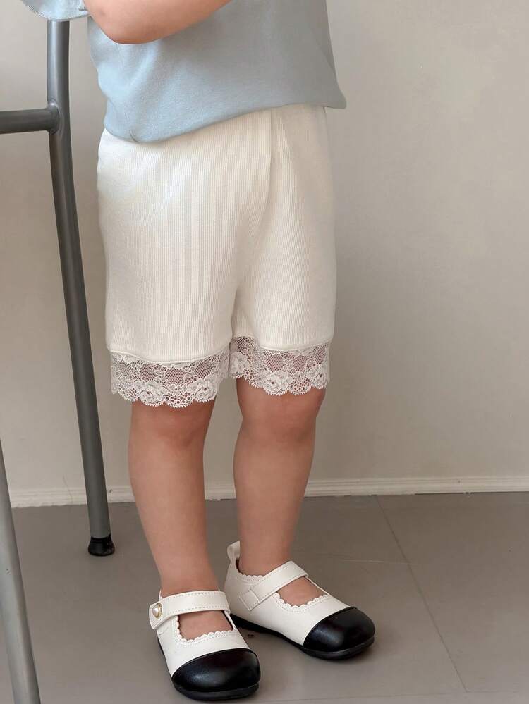 Infant/Toddler Girls' Striped Korean Style Comfortable Lace Patchwork Bottoms