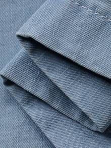 DAZY Women's Lapel Long Loose Shirt And Wide Leg Jeans Casual Vacation Style Suit - Light Wash - View 7