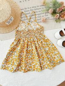 LMoss Kids Baby Girl Cute Ditsy Floral Sleeveless Dress, Summer - Multicolor - View 2