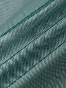 GlowEve CURVE Women's Waist Cinched A-Line Mesh Patchwork Christmas Holiday Elegant Everyday Commute Fashion French Street Retro Versatile New Year Business Green Long Sleeve Dress, Autumn/Winter - Dark Green - View 7