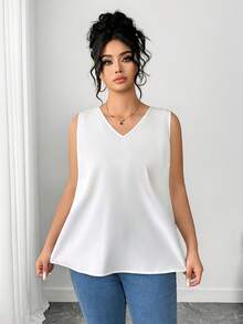 Elenzga 大码女式褶皱拼接雪纺上衣，适合情人节、婚礼季和日常休闲穿着。 - 白色 - 查看 6