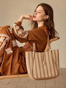 MOTF PREMIUM WOMEN PU LEATHER IRONMONGERY DETAIL TOTE BAG - Multicolor - View 7