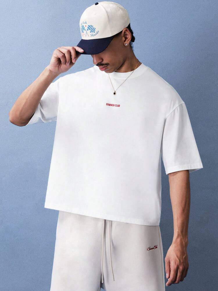 Crew Neck T-Shirt With Oyster Print