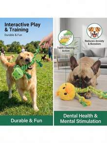 PETSIN 1pc Animal-Shaped Rope Dog Toy With Squeaker, Chew Toy - Multicolor - View 3