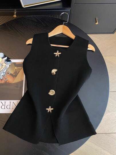 GlowEve CURVE 2026 大码女式时尚休闲简约百搭贝壳纽扣开衫背心，日常穿着完美之选