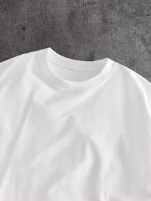 AXEPEAK Men's Solid Color Round Neck Short Sleeve Casual Loose Fit T-Shirt - White - View 10