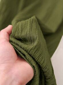 Rusticease 女士休闲V领盖袖宽松衬衫，橄榄绿 - 軍綠色 - 查看 8