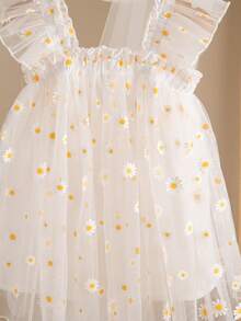 SHEIN Đầm mùa hè dễ thương, thanh lịch, họa tiết hoa, tay ngắn bằng vải lưới, dành cho bé gái. - Nhiều màu - Xem 6