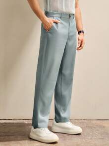 RONVEXI 男士修身梭织七分裤，适合工作和通勤，浅灰色 - 淺灰色 - 查看 1