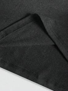 DrmWander 度假、春季、度假装女装、春季向日葵图案复古T恤 - 深灰色 - 查看 4