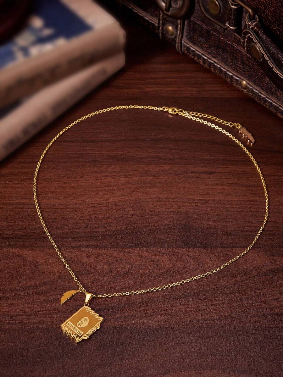 HARRY POTTER X SHEIN Dây chuyền hình cuốn sách ma thuật của Potter - Một cuốn sách ma thuật phát sáng - Vàng - Xem 1