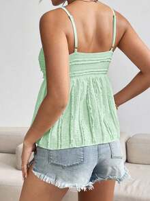 SHEIN Raffinéa 女士度假多层荷叶边时尚吊带背心 - 綠色 - 查看 2