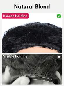 QUICK WEAR 三合一半假发，杰瑞卷发波浪造型，弹性贴合，佩戴方便，带抽绳，自然发际线，新手友好，无缝翻转式假发，自然色，高品质，16-26英寸长发，无需胶水，无蕾丝，半假发 - Natural Black - 查看 9