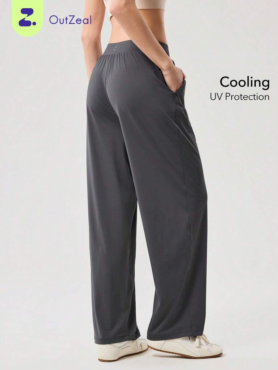 OutZeal Women Sports Pants Daily Casual UV Protection Cool Touch High Waistband Straight Legs Bottoms - Grey - View 1