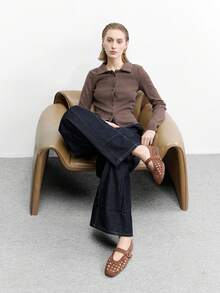 CUCCOO BIZCHIC Giày Mary Jane kiểu cổ điển, giày bệt đế rỗng cho nữ, thời trang và thoải mái, phù hợp cho mọi mùa, mùa thu/đông cho dịp Giáng sinh. - Rỉ Nâu - Xem 6