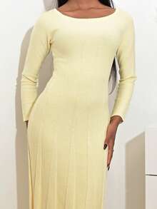 Mima John SCOOP NECK BIAS CUT SWEATER DRESS - Yellow - View 7