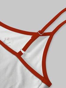 Resyla Hauts à bretelles pour femmes, design blocs de couleurs blanc et rouge, style à motif floral, article le plus vendu pour l'été - Multicolore - Voir 6