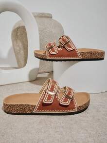 SHUZIA Giày Sandal Đế Bằng Cho Nữ Thích Hợp Để Mặc Hàng Ngày Giày Mùa Hè Giày Mùa Xuân Giày Nghỉ Xuân Giày Nghỉ Lễ Phục Sinh Giày Thường Giày Đi Biển Quà Tặng Ngày Của Mẹ - màu nâu - Xem 4