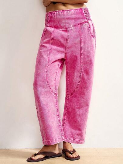 Bohemela 大码水洗宽松腰牛仔裤，休闲假日款