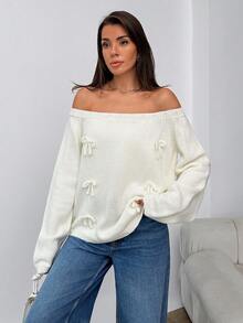SHEIN Shimmering Sequin Knit Cardigan With Ruffle Trim And Frill Detail - White - View 3