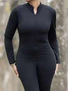 Melissa Matos Women's Casual Tight Fit Thermal Lined Thick Warm Long Sleeve Jumpsuit, Clothes Suitable For Autumn/Winter - Black - View 5