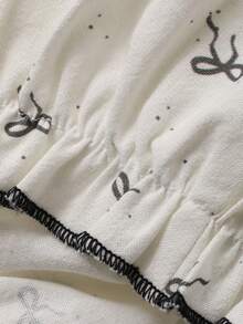 DAZY Infant/Toddler Girls' Round Neck Ruffle Trim All-Over Print Bow Jumpsuit, Korean Style - White - View 8