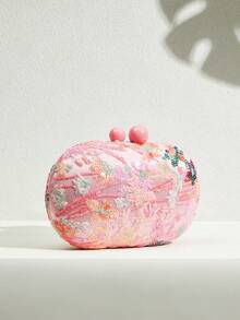 SHECARRY Túi xách nữ dự tiệc, ví cầm tay, màu hồng, đính sequin, họa tiết hoa, thời trang, thanh lịch, đơn giản, cá tính, đa năng, thích hợp cho đi biển, kỳ nghỉ, mùa hè, ven biển, tiệc bãi biển. - Nhiều màu - Xem 2