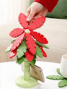 Joivida 1件装家用圣诞树隔热垫，椰子树造型锅垫，碗垫，硅胶餐垫，防烫垫，创意杯垫，手机支架 - 彩色 - 查看 9