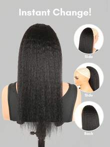 QUICK WEAR 真人发束带马尾辫，蓬松直发马尾辫，真人发接发，自然黑色接发，夹式马尾辫接发，女士蓬松直发马尾辫接发，真人发发片，日常佩戴方便，易于佩戴，1件装，适合运动、度假、旅行、节日、舞会、户外、角色扮演、校园、学校、海滩、婚礼、露营、假日装扮、夏季装扮，营造度假氛围，展现魅力、优雅、休闲时尚风格。 - SNatural - 查看 7