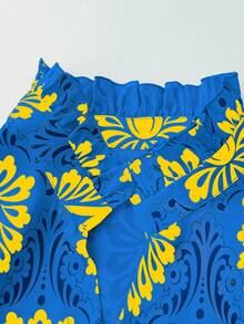 Franclia 大码女士度假泡泡袖V领休闲印花衬衫，春夏女士衬衫，夏季波西米亚风衬衫，复古上衣，女士V领衬衫，碎花衬衫，向日葵衬衫，波西米亚风衬衫，女士夏季衬衫，女士波西米亚风衬衫，春季新款衬衫，女士上衣和衬衫，女士休闲现代夏季上衣 - 彩色 - 查看 3