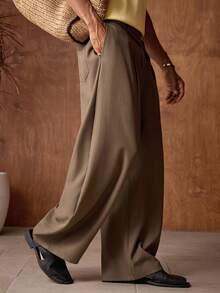 AKNOTIC Business Casual Quần chinos nam dáng rộng, cạp chun, ống loe, thích hợp cho mùa hè, kỳ nghỉ, mặc hàng ngày, dự tiệc, mặc đôi, quà tặng cho nam giới. - Cà phê nâu - Xem 5