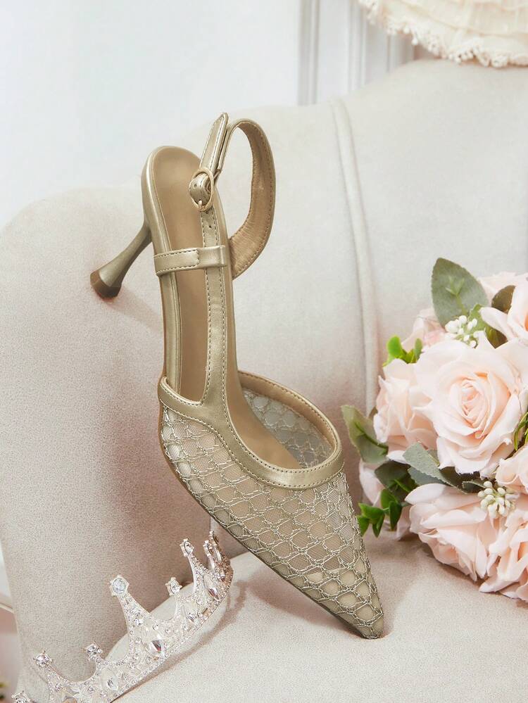 CUCCOO HITCHD Women's Fashionable Elegant Pointed Toe Hollow High Heels Valentine's Day Elegant Shoes Wedding Shoes Summer Shoes Bride Shoes