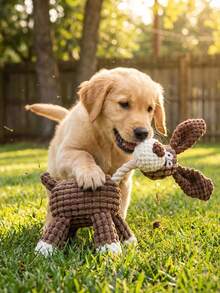 PETSIN 1pc Plush Donkey Shaped Dog Toy With Squeaker, Chew Resistant - Multicolor - View 4