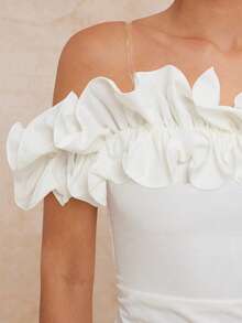 Lumalex 春夏女士露肩荷叶边下摆收腰露背蕾丝上衣，适合春假、夏季假期、情人节、嘉年华、海滩婚礼、宾客、晚宴、伴娘、婚礼及活动、外出、优雅度假、奢华晚宴、老钱假日派对、锐舞节、郊游、度假、户外、层次丰富的婚礼季、宴会派对、生日派对等场合。 - 白色 - 查看 9