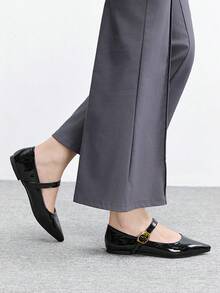 CUCCOO BIZCHIC 尖头平底鞋 女士新款春秋法式优雅软底玛丽珍鞋，穿着舒适不累脚 - 黑色 - 查看 3