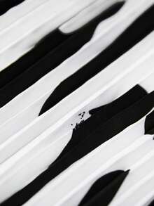 Editum 女士印花露背褶皱设计时尚上衣 - 黑與白 - 查看 8