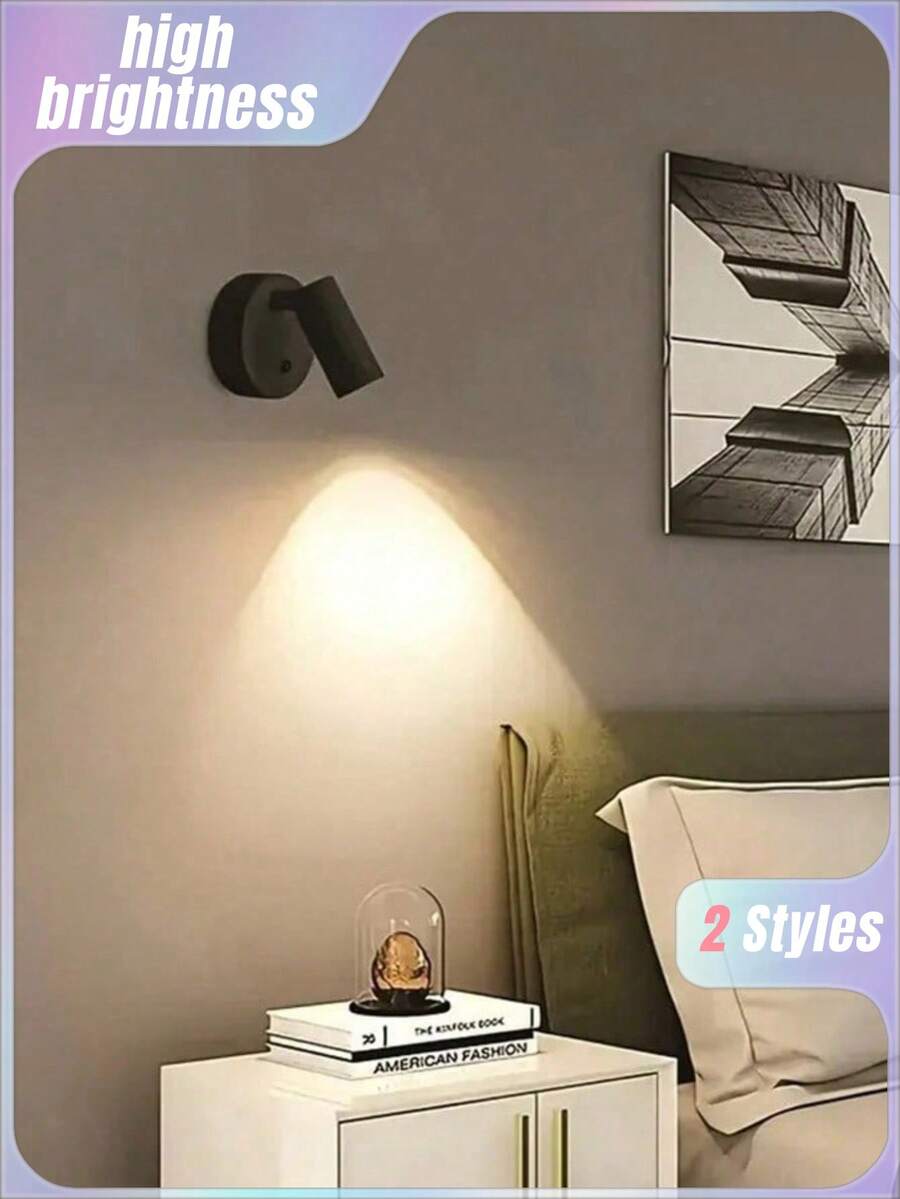 1PC LED Rechargeable Wall Light, Magnetic Spotlight, Painting Light, Nightlight, Bedside Reading Lamp, Eye-Caring Bedroom Night Light, Dimmable, Wireless No Drilling, 360° Rotatable Touch Control, Rechargeable Battery - 彩色 - 查看 1
