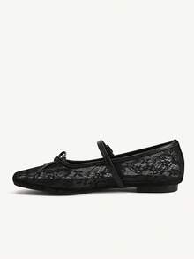 CUCCOO CHICEST Women's Versatile Mesh Bowknot Strap Flat Sandals, Suitable For Work And Casual Wear In Summer Summer Shoes Wedding Shoes Bride Shoes - Black - View 4