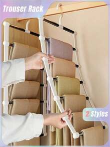 Multi-Layer Pants Hanger - Clothing Forms A Space-Saving, Non-Slip Wardrobe Organizer For Scarves, Jeans, Pants With Multi-Layer Shelves And A Sturdy Design(This Product Needs To Be Assembled By Itself. Installation Is Simple And Easy To Operate) - Multicolor - View 1