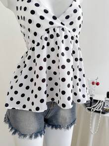 Elamini 女士休闲波点印花吊带背心 - 彩色 - 查看 5